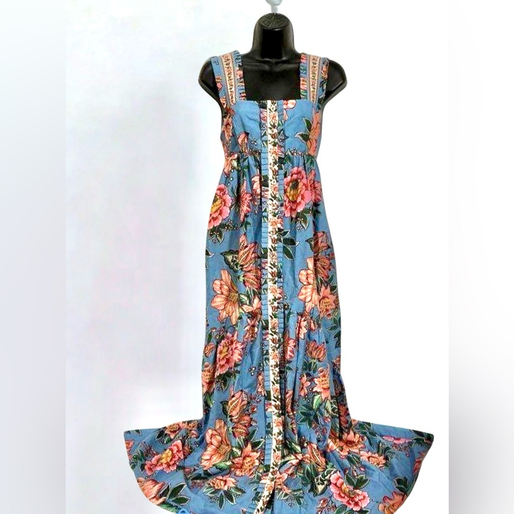FARM Rio Wonderful Bouquet Blue Sleeveless Maxi Dress NWT Size S ($285 retail) - Picture 2 of 13